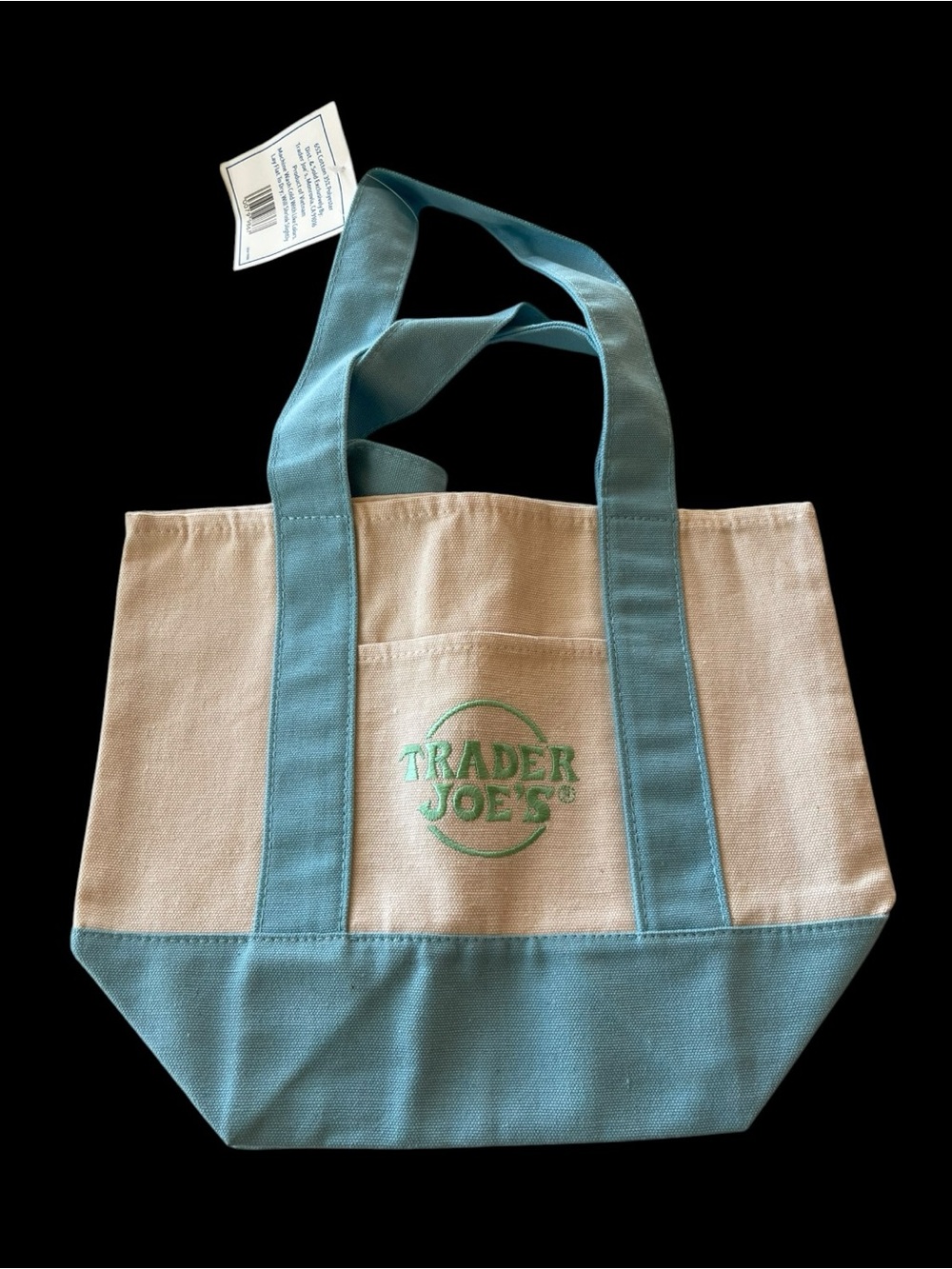Trader Joe’s Mini Pastel Canvas Tote Bag Blue Reusable NWT Rare